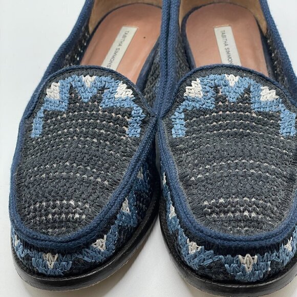 Tabitha Simmons Blakie Sol Blue-Multi Crocheted Slip On Loafers Women's 7.5 - Picture 6 of 13